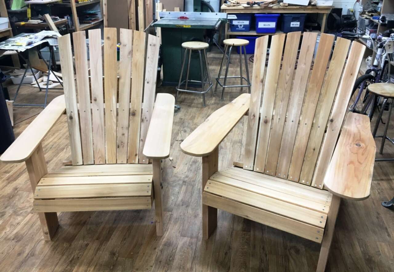 Two Muskoka Chairs before staining