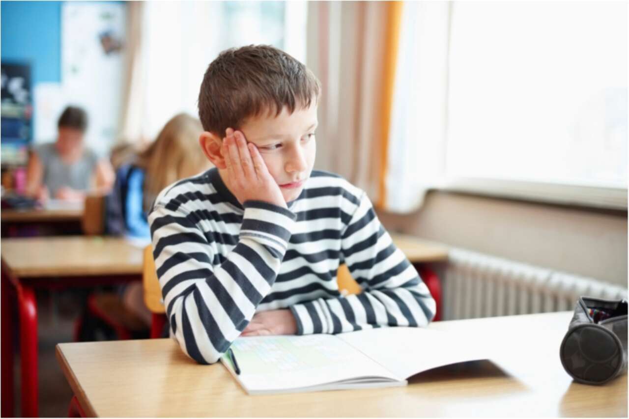 Boy working at desk