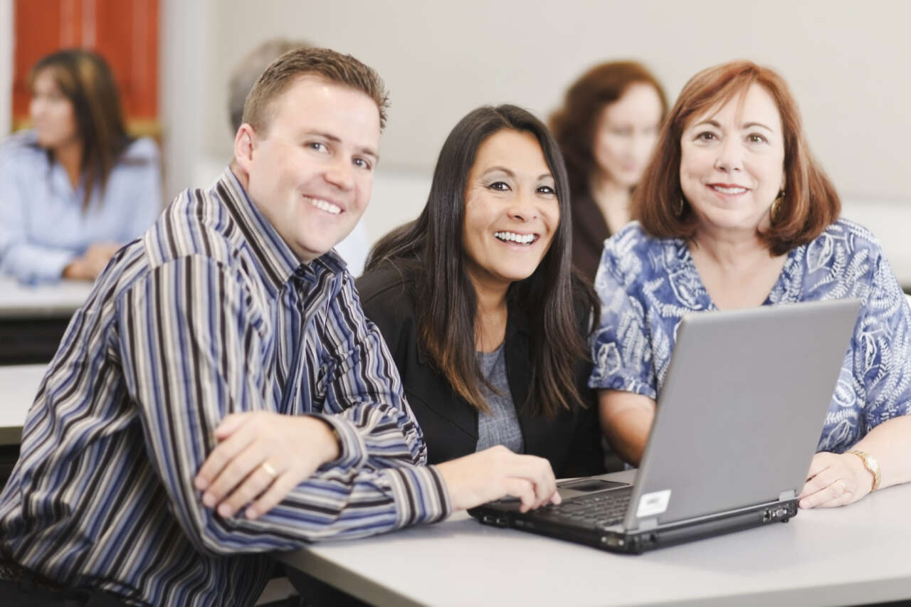 Group of adults working together